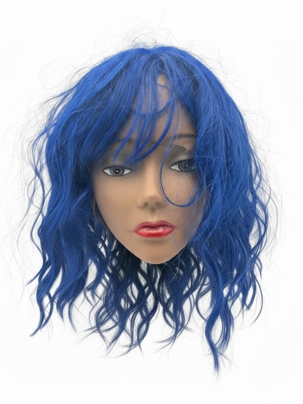 NWOT Blue Wavy Synthetic Wig with Bangs Women's Short Cosplay Costume Wig